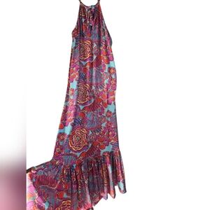 NWT Trina Turk Multicolor Vibrant Floral Sleeveless Maxi Dress Sz Large Pink